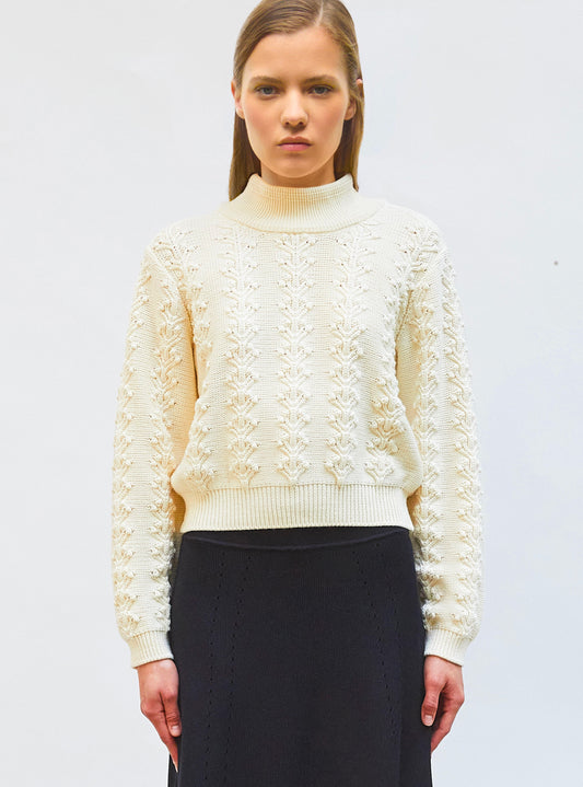 pull en maille motif floral