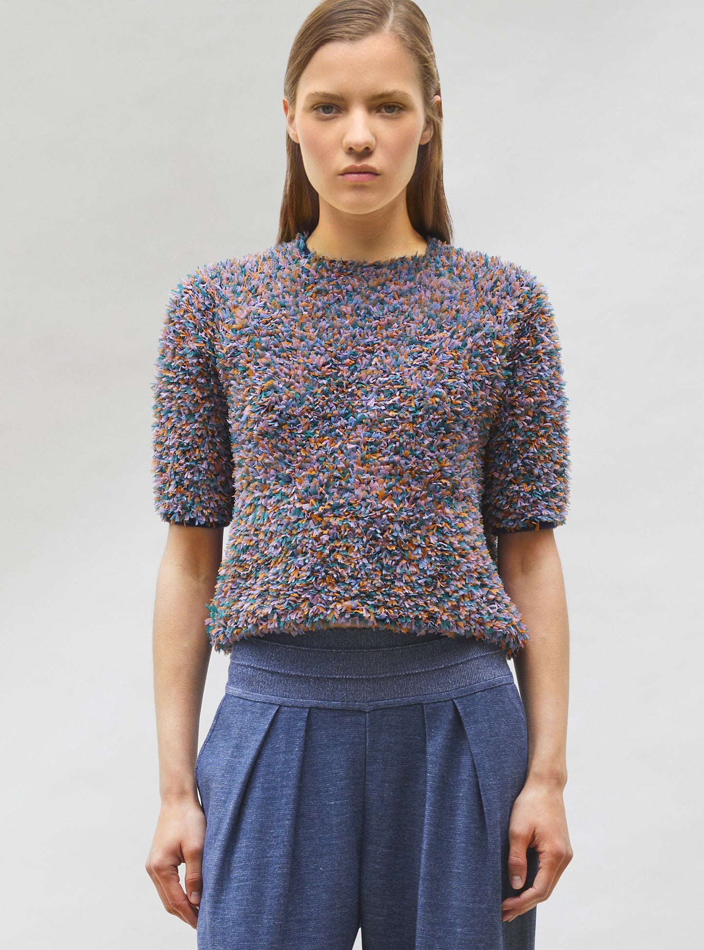 top plumetis manches coudes