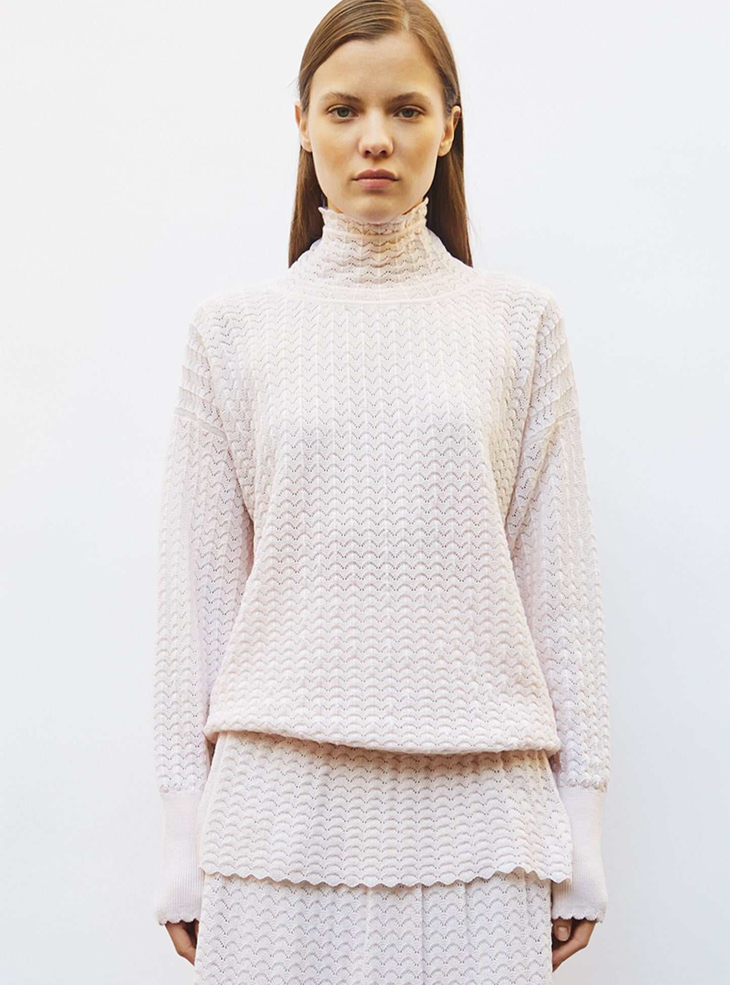 top maille pointelle col montant
