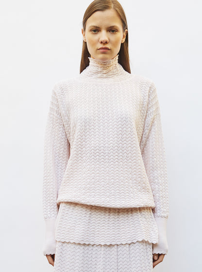 top maille pointelle col montant