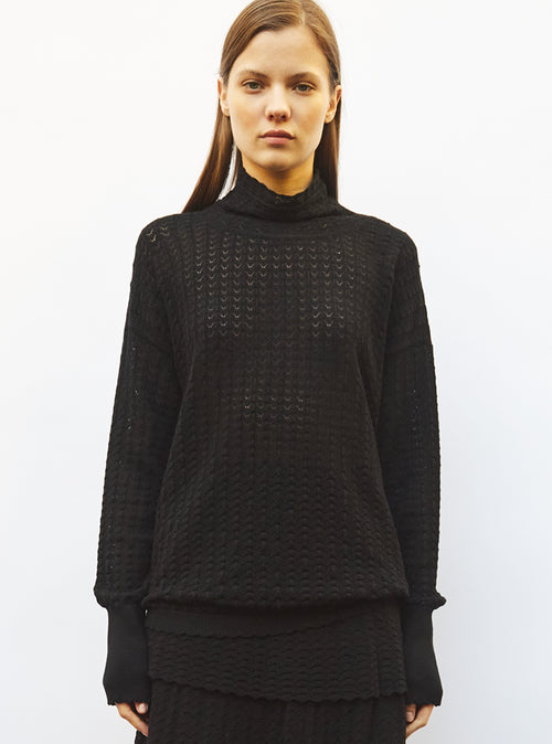 top maille pointelle col montant