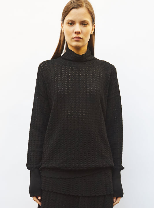 top maille pointelle col montant