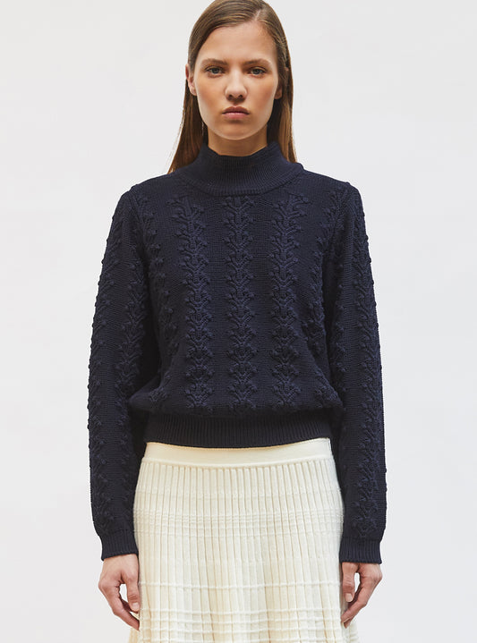 pull en maille motif floral