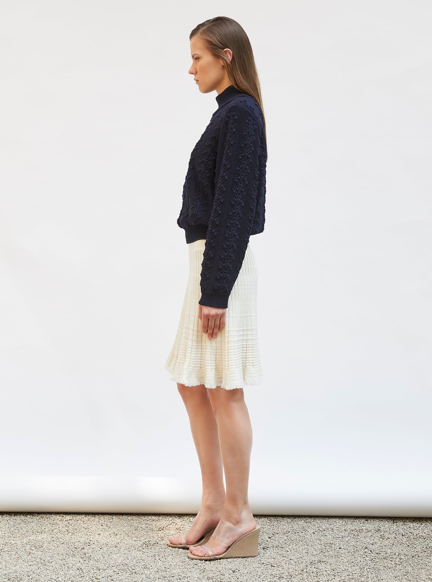 pull en maille motif floral