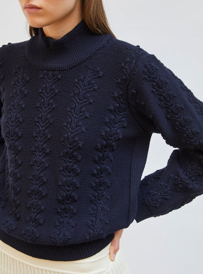 pull en maille motif floral
