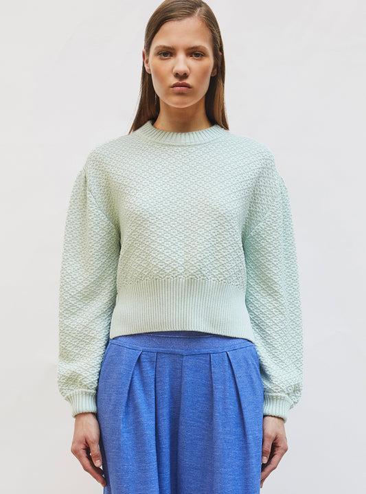 pull court maille damier