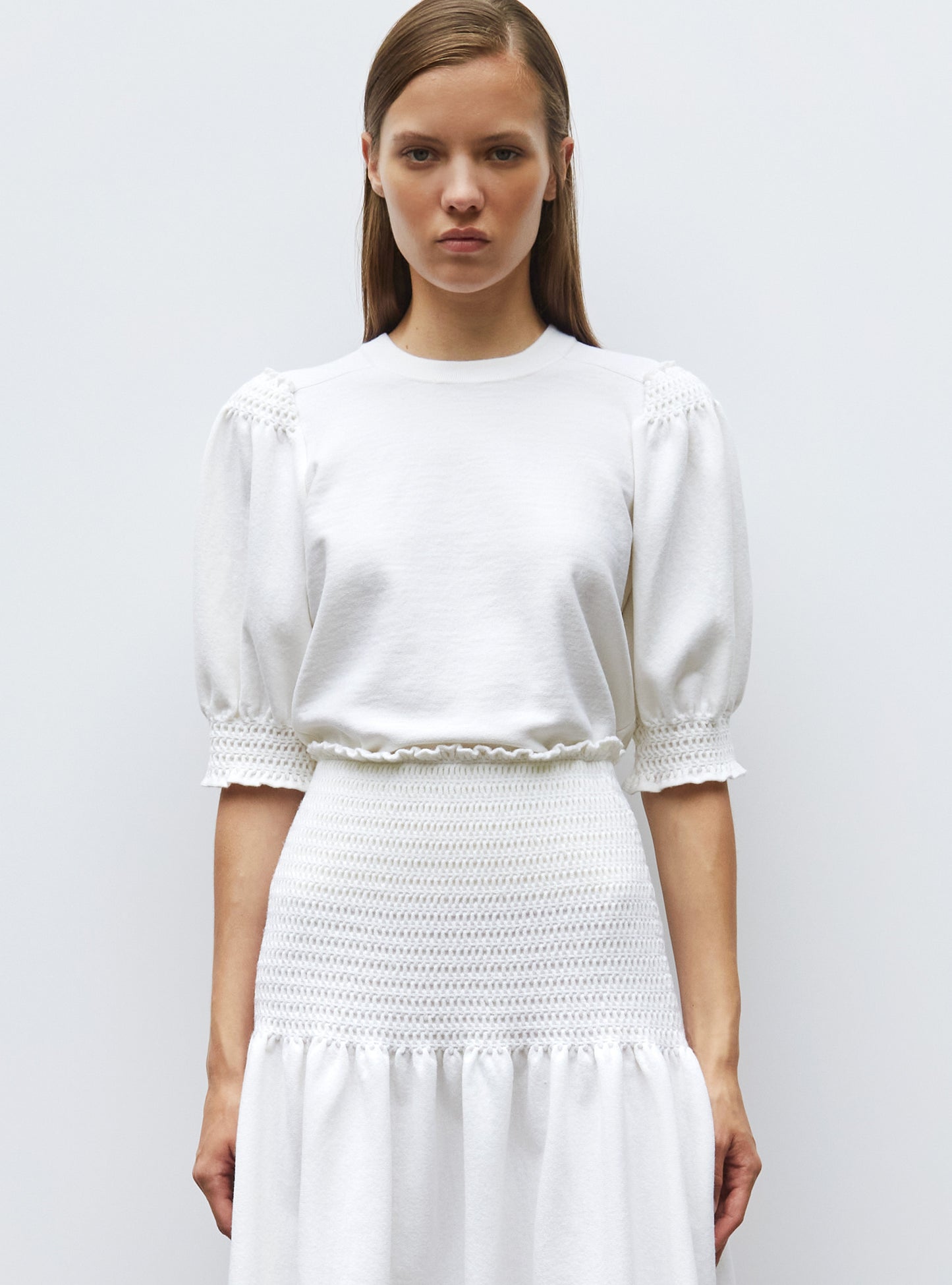 top à détails en maille smockée