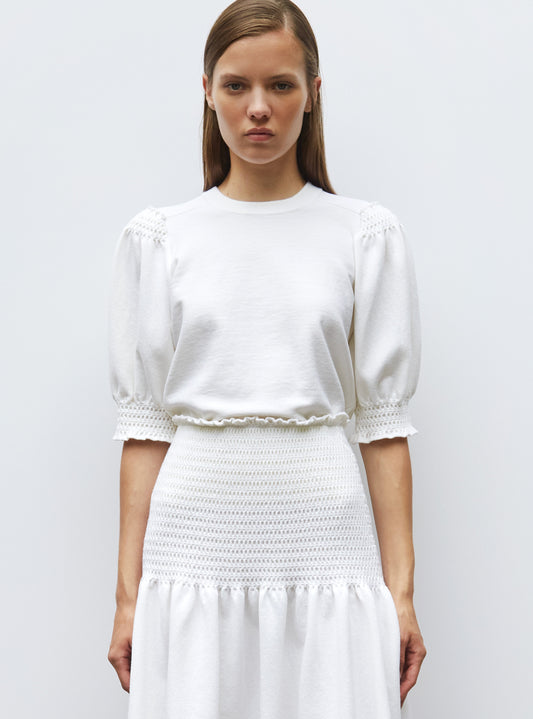 top à détails en maille smockée