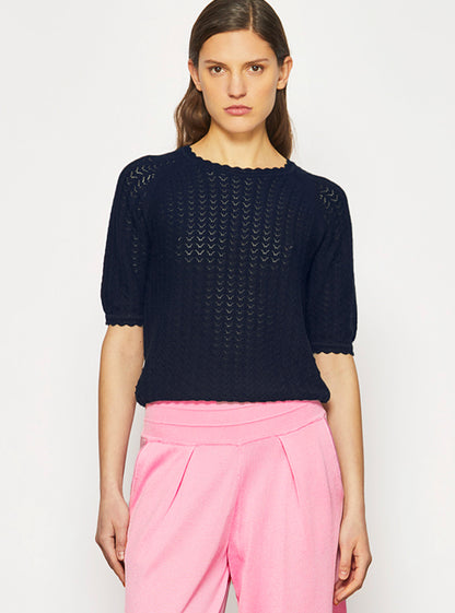 top manches coudes maille pointelle