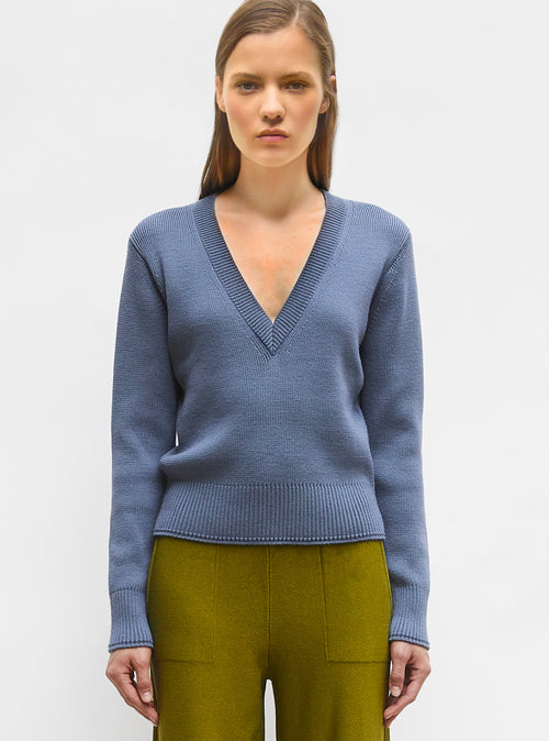 pull col v maille pleine