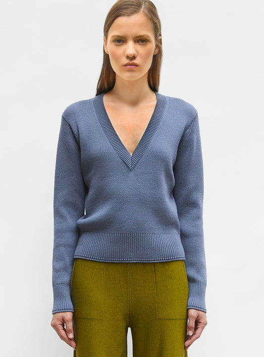 pull col v maille pleine