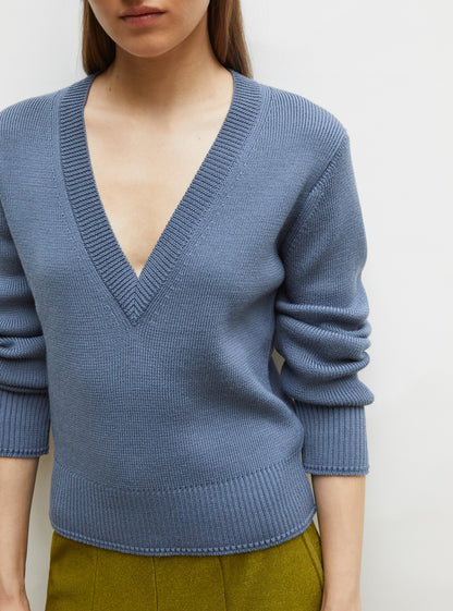 pull col v maille pleine