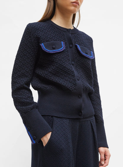 veste maille brodée main