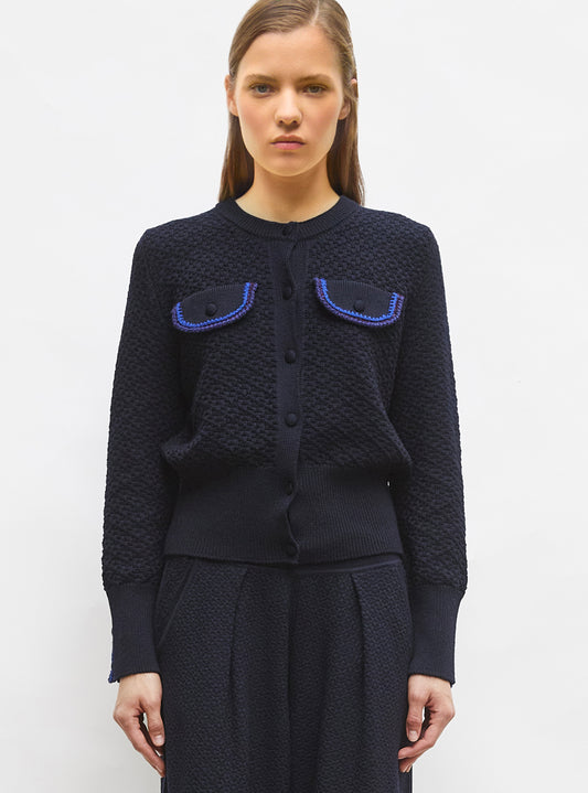 veste maille brodée main