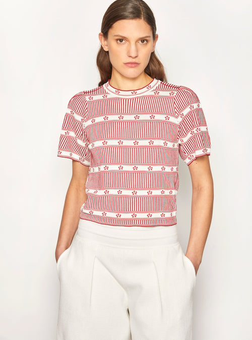 top jacquard mini fleurs