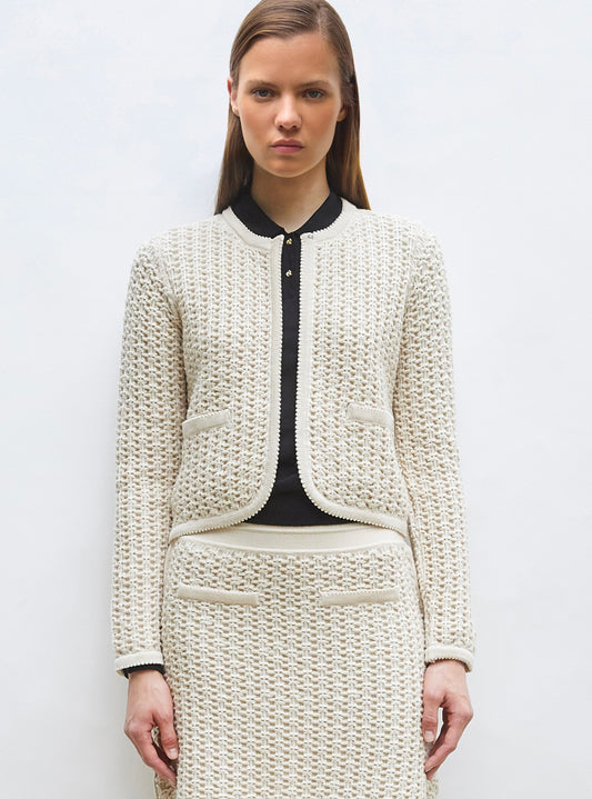 veste courte maille tweedée