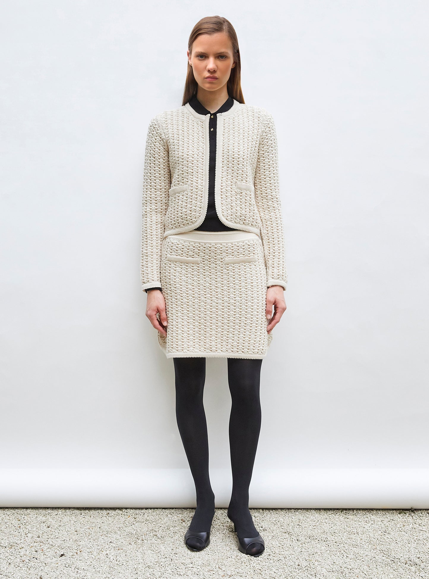 veste courte maille tweedée