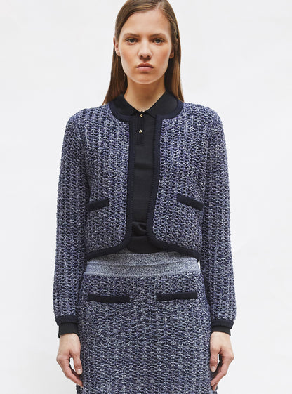 veste courte maille tweedée