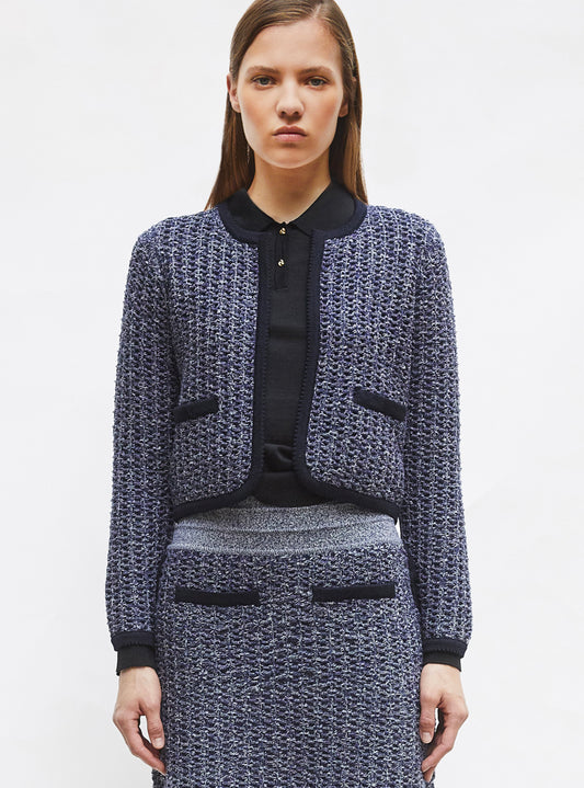 veste courte maille tweedée