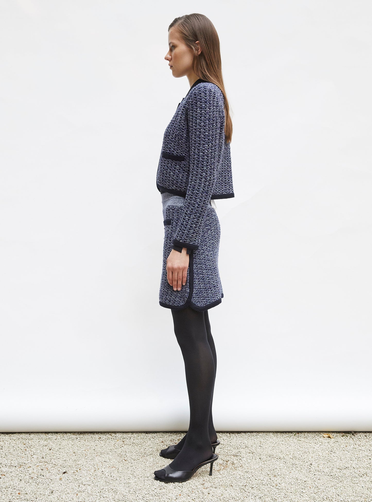 veste courte maille tweedée