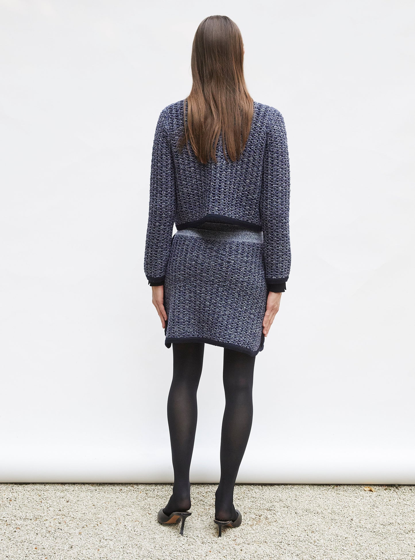veste courte maille tweedée