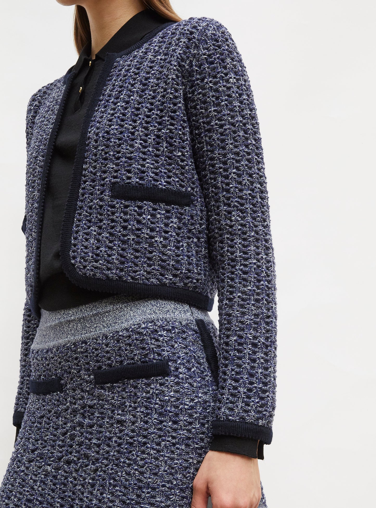 veste courte maille tweedée