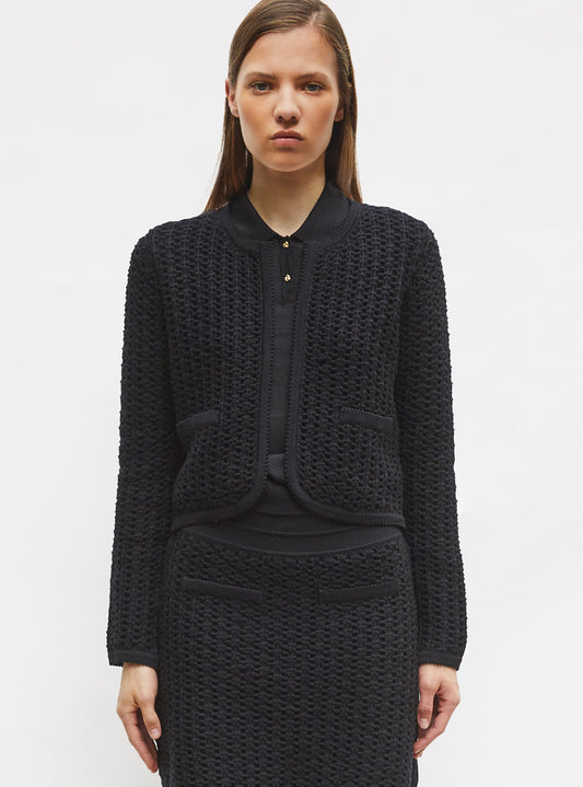 veste courte maille tweedée