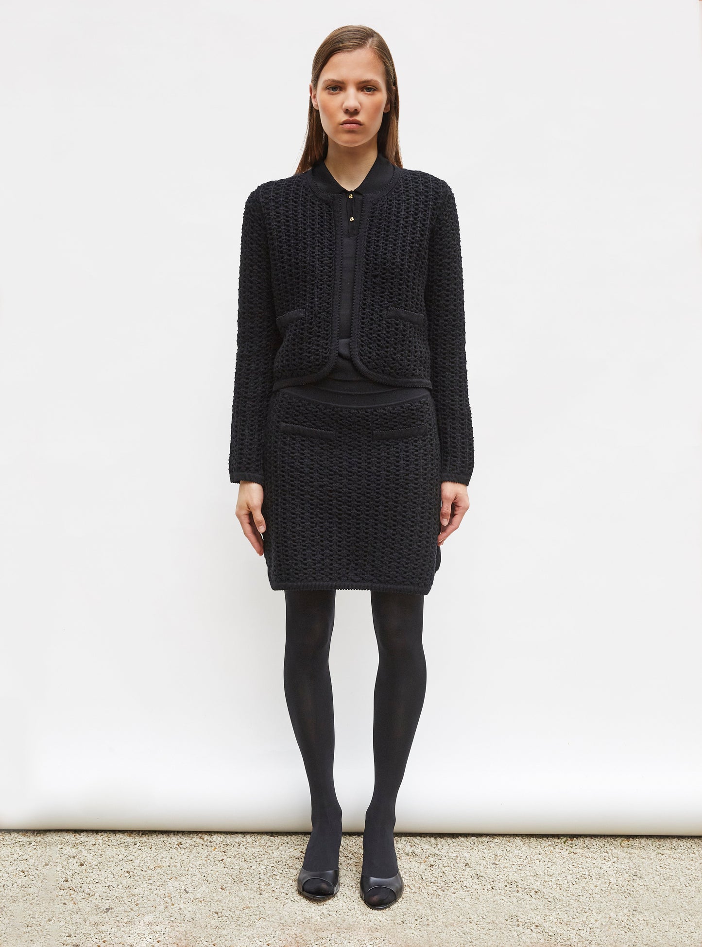 veste courte maille tweedée