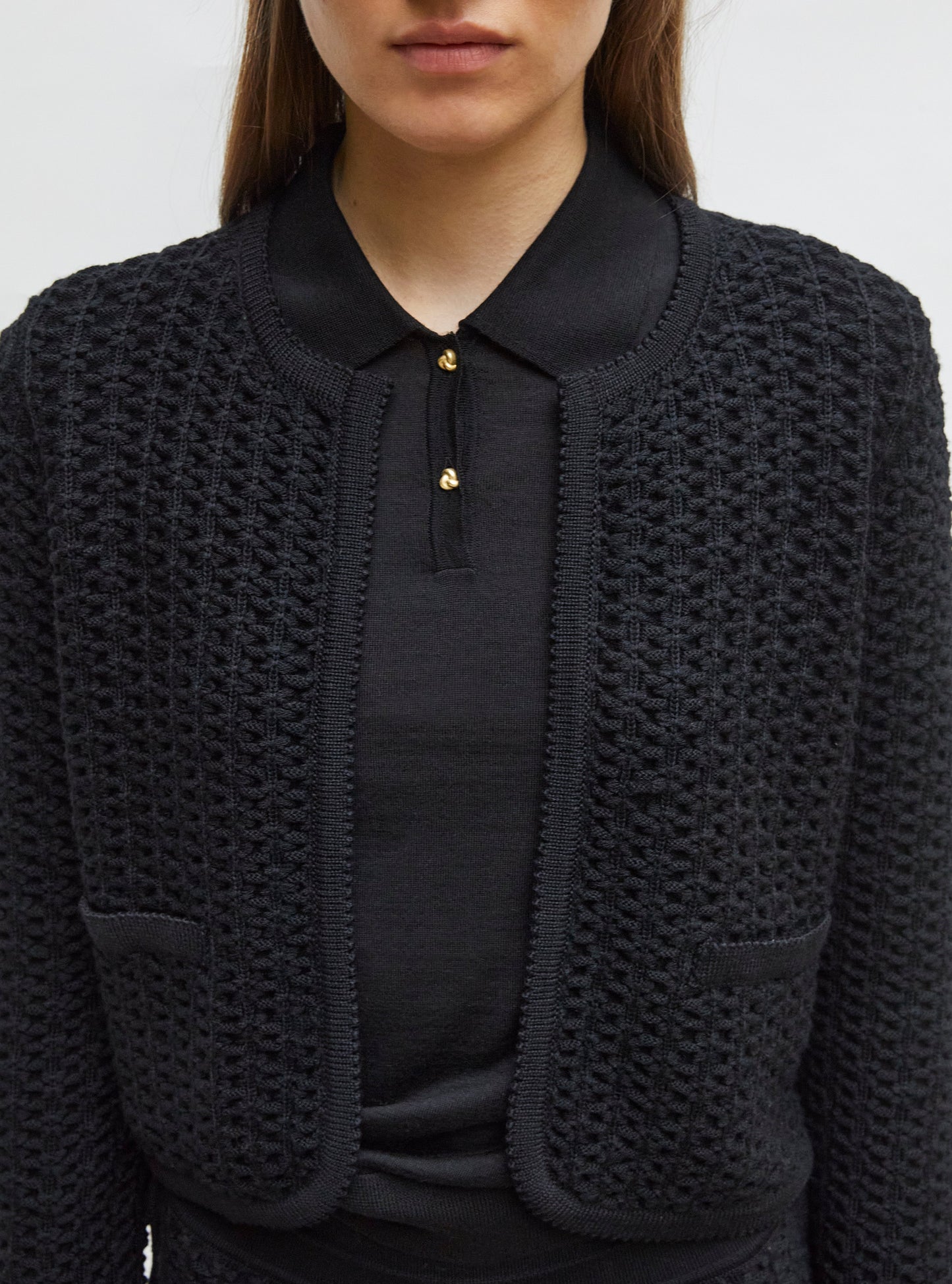veste courte maille tweedée