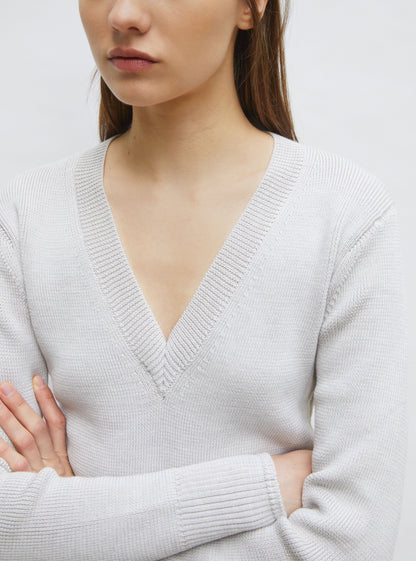 pull col v maille pleine