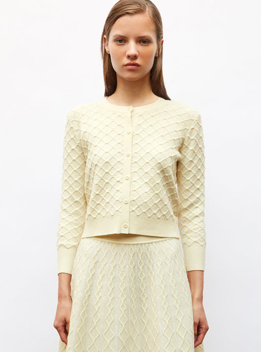 cardigan maille boutis