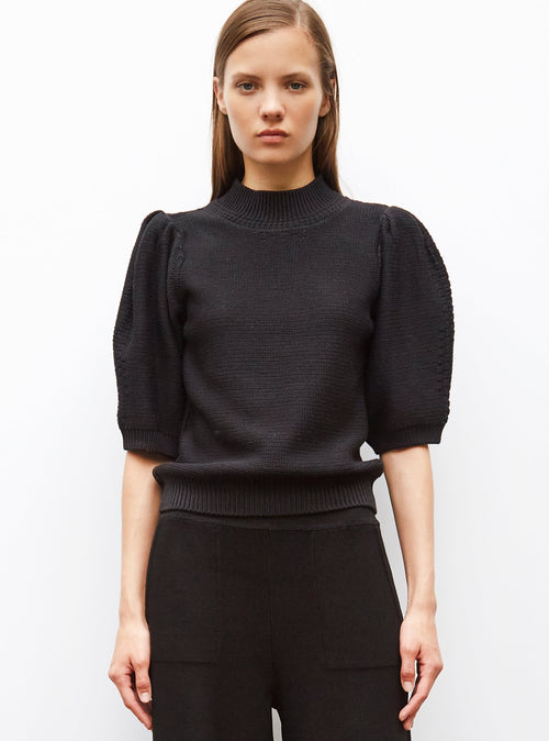 top en maille manches bouffantes