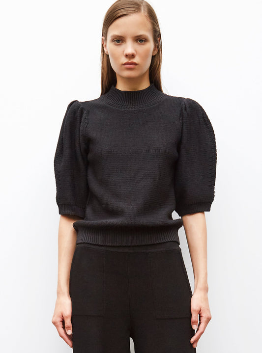 top en maille manches bouffantes