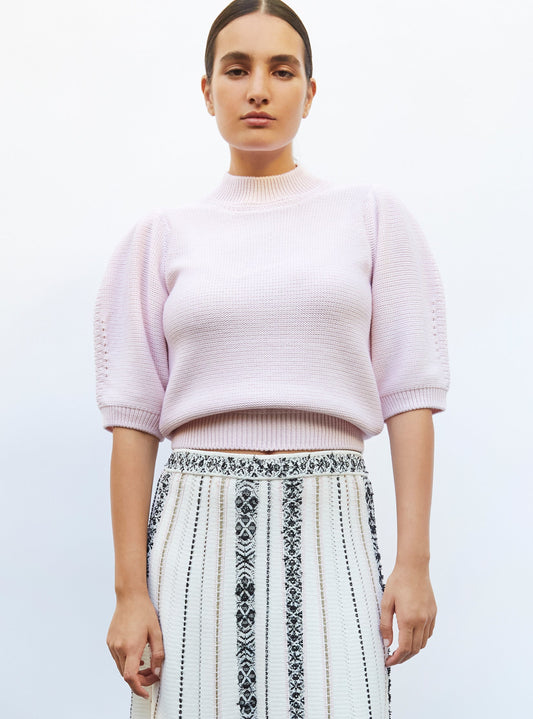 top en maille manches bouffantes