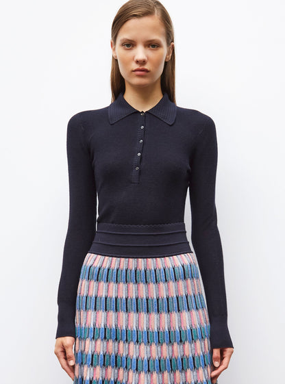 polo fin en maille point mousse