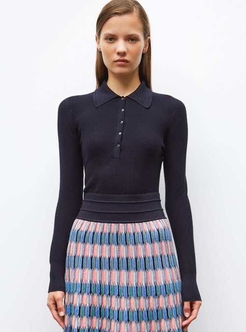 polo fin en maille point mousse