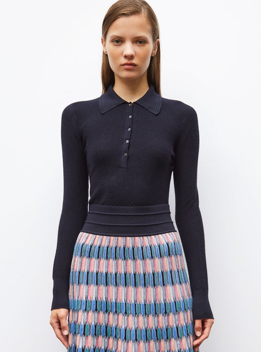 polo fin en maille point mousse