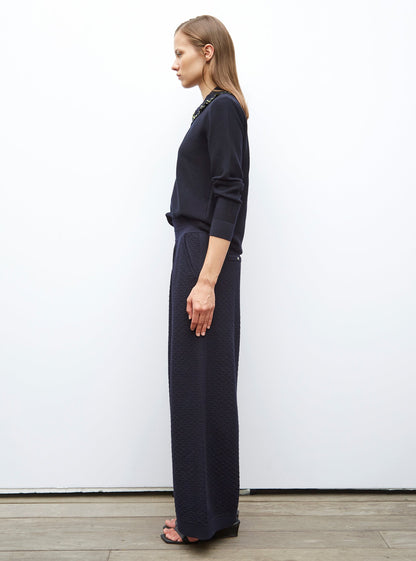 pantalon couture en maille damier