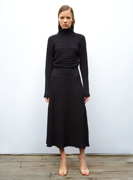 robe longue maille plissée