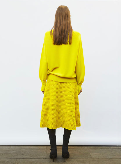 jupe midi maille smockée