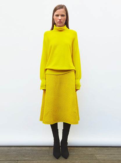 jupe midi maille smockée