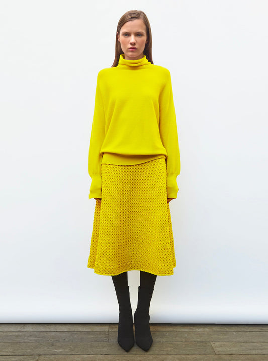 jupe midi maille smockée