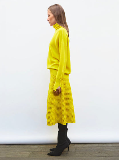 jupe midi maille smockée