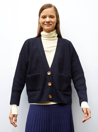 grand cardigan en maille ondulée