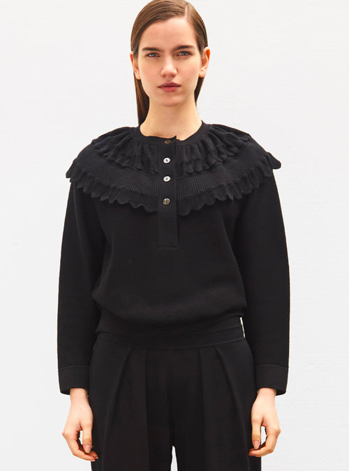 blouse en maille à maxi col