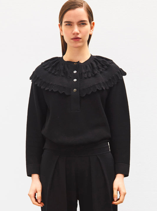 blouse en maille à maxi col