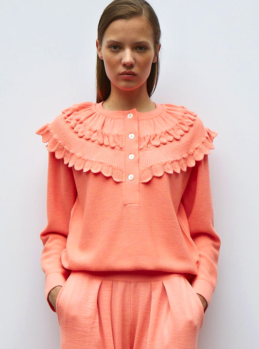 blouse en maille à maxi col