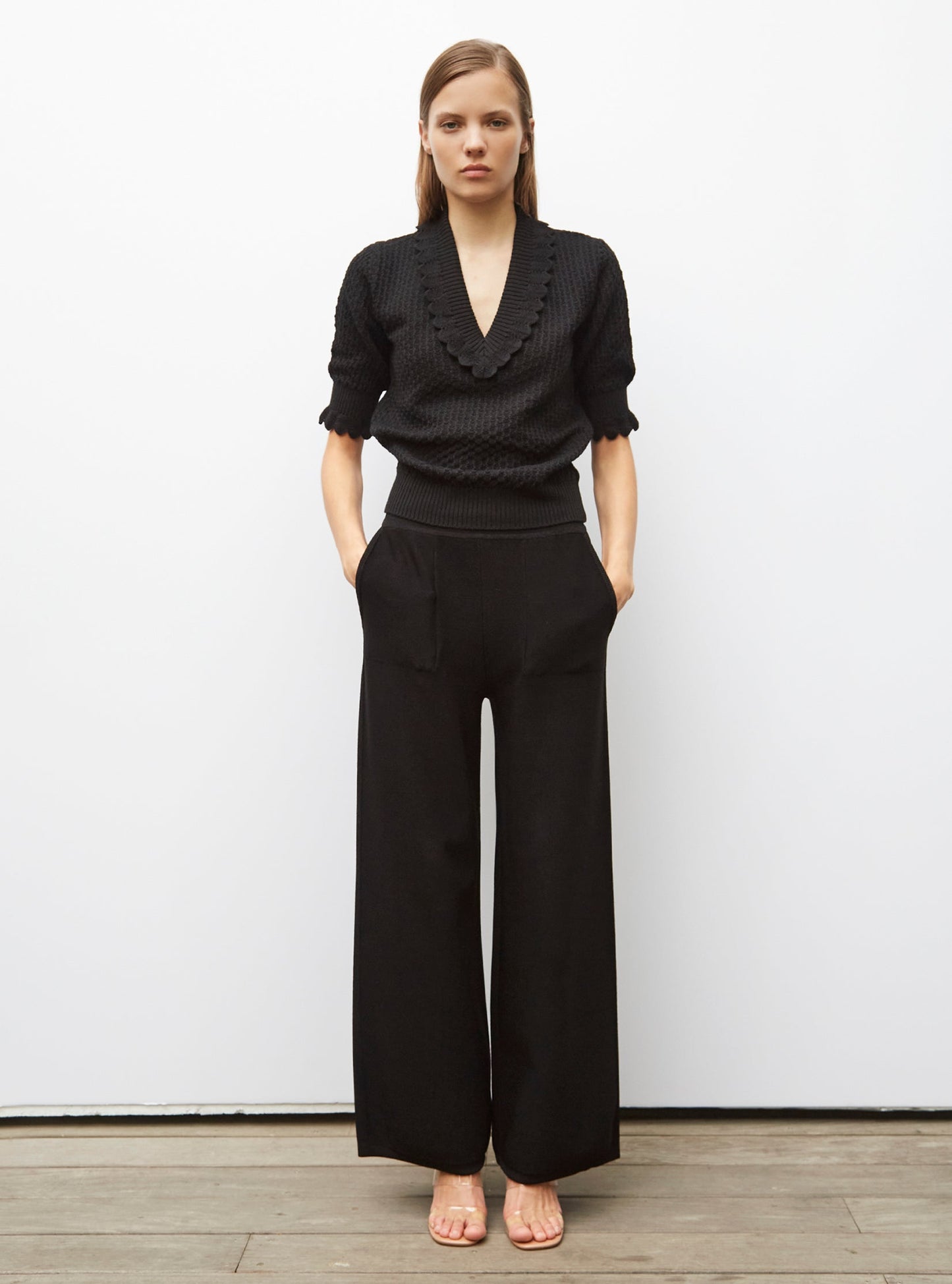 pantalon taille haute maille jersey