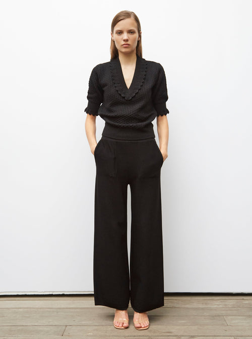 pantalon taille haute maille jersey
