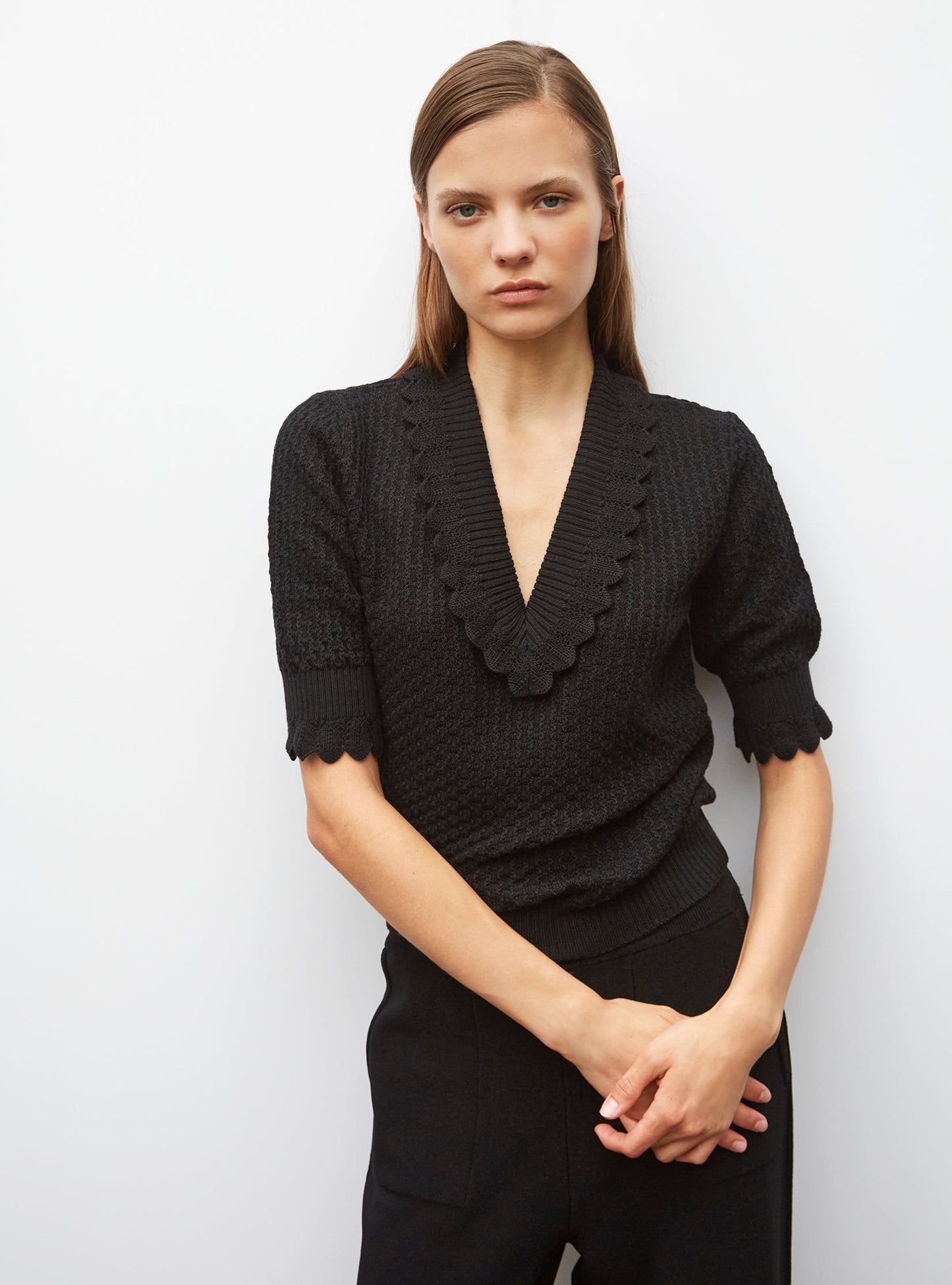 pantalon taille haute maille jersey